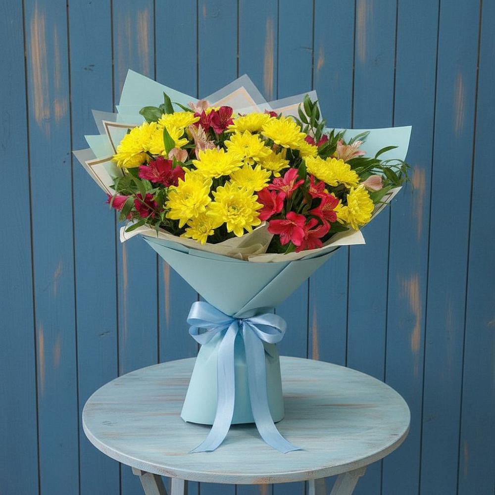 Букет цветов из: Альстромерии и Хризантемы в Исилькуле