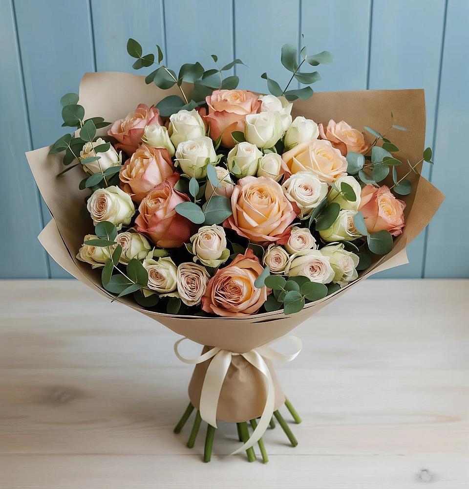 Букет цветов из: Альстромерии и Розы в Исилькуле