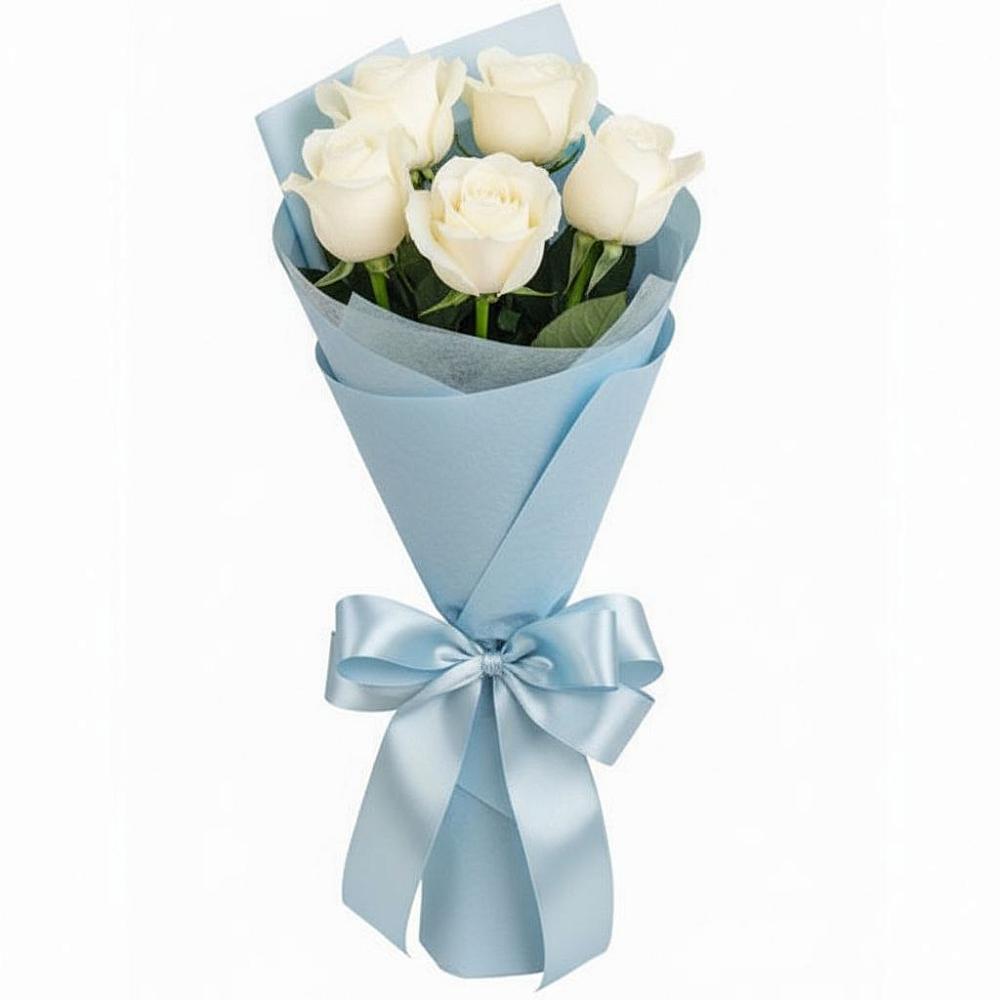 Букет 5 Белых роз Проуд в Исилькуле