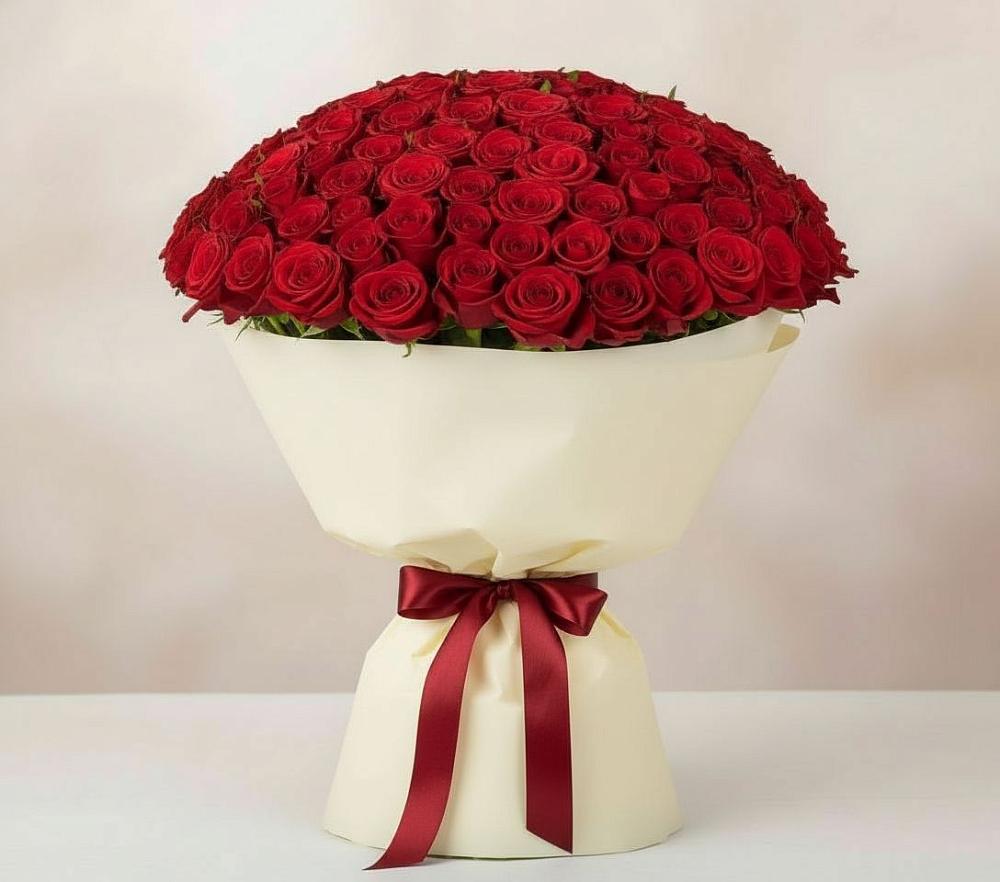 Букет 101 Красная роза Милано в Исилькуле