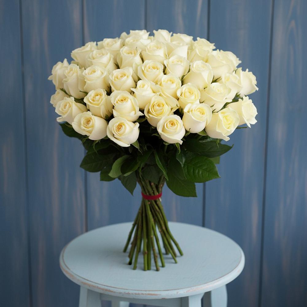 Букет 51 Белая роза Эдлесс Лав в Исилькуле