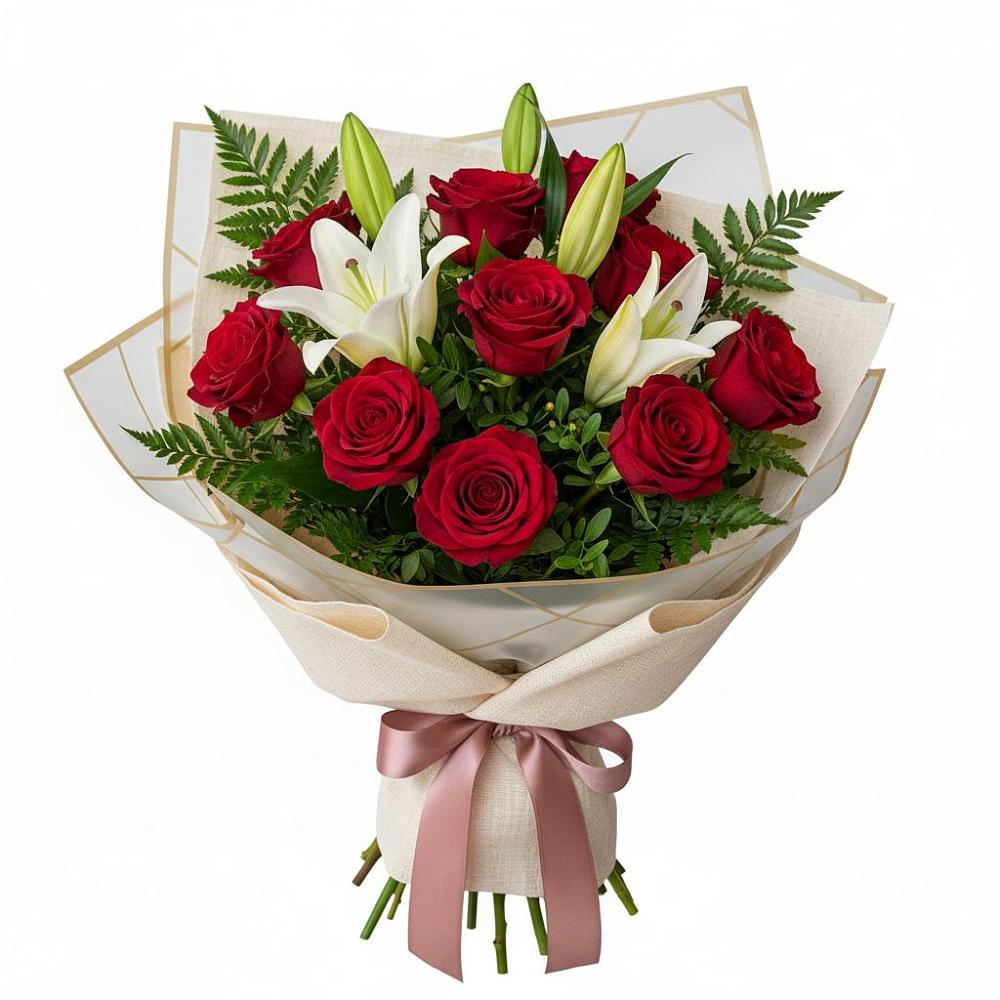 Букет цветов из: Лилии и Розы в Исилькуле