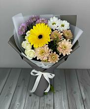 Букет цветов из:  Розы, Герберы и Хризантемы в Исилькуле