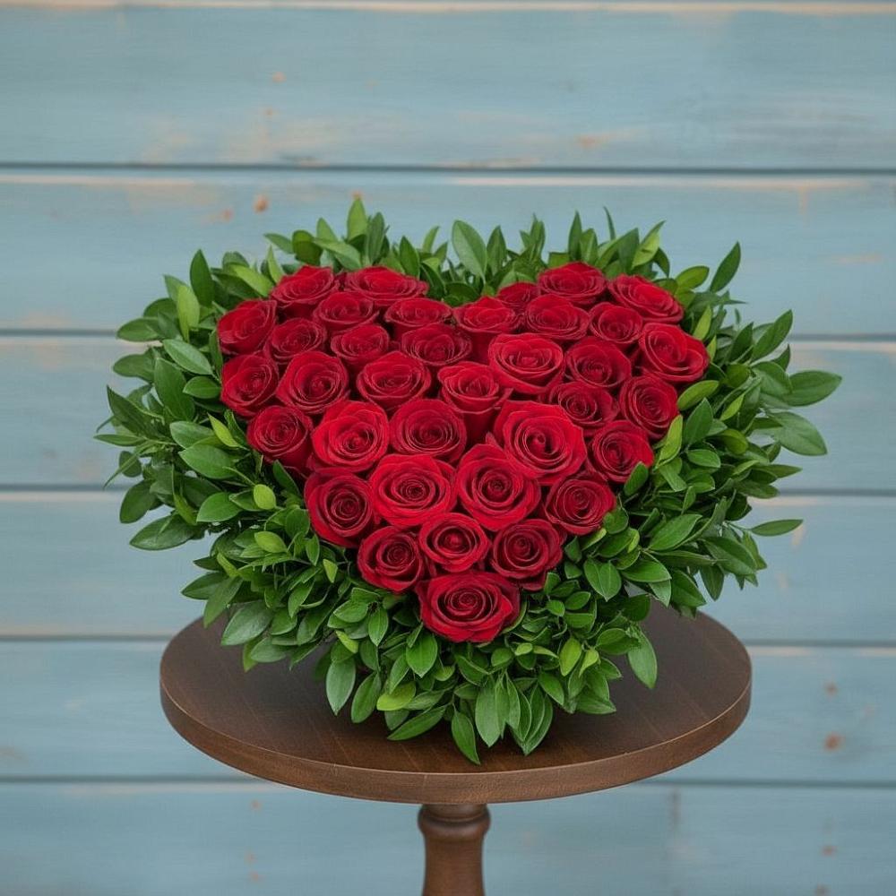 Цветочная композиция из Розы в виде сердца в Исилькуле