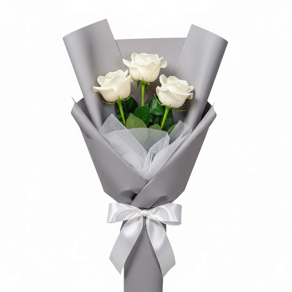 Букет 3 белые розы в Исилькуле