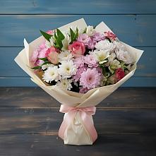 Букет цветов из:  Хризантемы, Альстромерии и Розы в Исилькуле