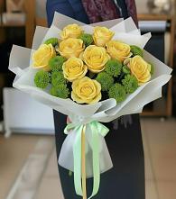 Букет цветов из:  Хризантемы и Розы в Исилькуле