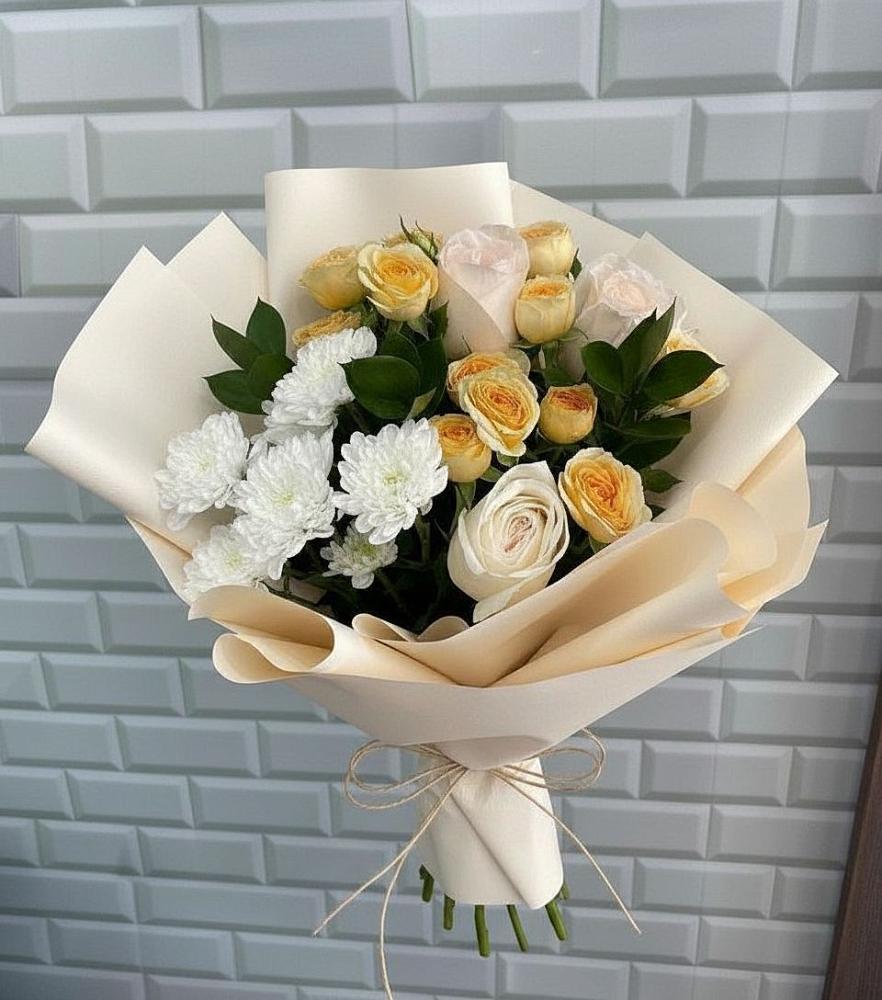 Букет цветов из: Розы и Хризантемы в Исилькуле