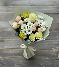 Букет цветов из:  Альстромерии, Розы и Хризантемы в Исилькуле