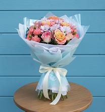 Букет цветов из:  Хризантемы и Розы в Исилькуле