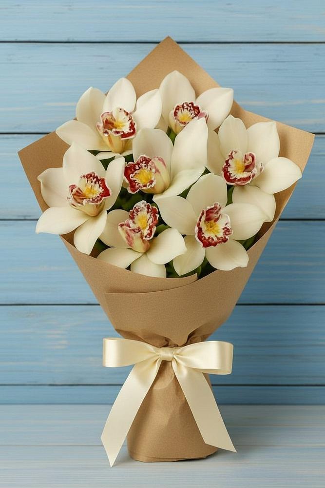 Букет цветов из: Орхидеи и Розы в Исилькуле